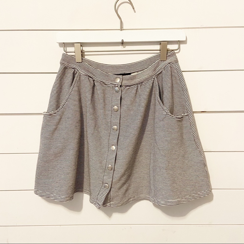 Topshop | Striped Snap Button Front Mini Skirt Size 6